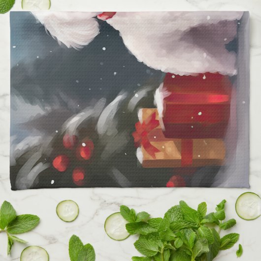 Bichon Frise Hond in Sneeuw Kerstmis Theedoek (Gevouwen)