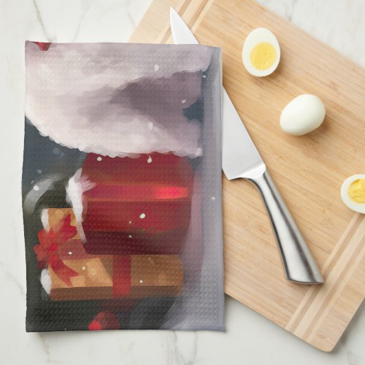 Bichon Frise Hond in Sneeuw Kerstmis Theedoek (Quarter Fold)