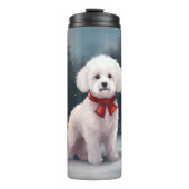Bichon Frise Hond in Sneeuw Kerstmis Thermosbeker (Voorkant)