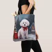 Bichon Frise Hond in Sneeuw Kerstmis Tote Bag (Dichtbij)