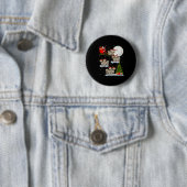 Bichon Frise Hond Kerstman Slee Flying Grappig Mag Ronde Button 5,7 Cm (In situ)