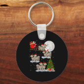Bichon Frise hond Kerstman slee vliegend grappig m Sleutelhanger (Voorkant)