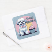 Bichon Frise hond kleurrijk Vierkante Sticker (Envelop)