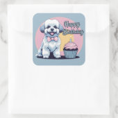 Bichon Frise hond kleurrijk Vierkante Sticker (Tas)