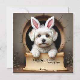 Bichon Frise hond - met familienaam Feestdagenkaart