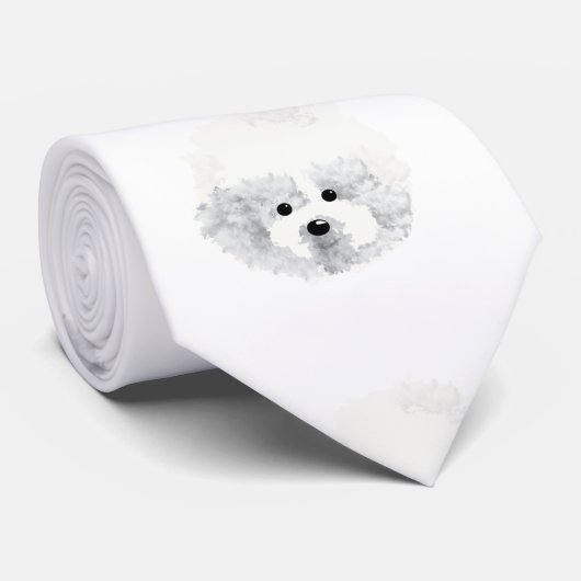 Bichon Frise hond _ patroon _ Stropdas (Opgerold)