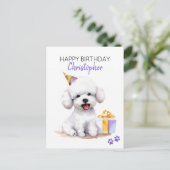 Bichon Frise Hond Persoonlijke Gelukkige Verjaarda Briefkaart (Staand voorkant)