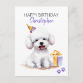 Bichon Frise Hond Persoonlijke Gelukkige Verjaarda Briefkaart (Voorkant)