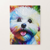 Bichon Frise Hond Portret Acryl Art Print Hond Legpuzzel (Verticaal)