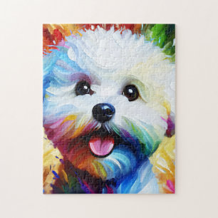 Bichon Frise Hond Portret Acryl Kunstprint Hond Legpuzzel