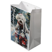 Bichon Frise Hond Rijden Motorfiets Kerstmis Medium Cadeauzakje (Achterkant Gekanteld)