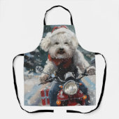 Bichon Frise Hond Rijden Motorfiets Kerstmis Schort (Voorkant)