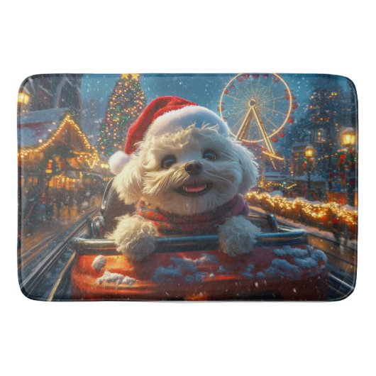 Bichon Frise Hond Roller Coaster Kerstmis Badmat (Voorkant)