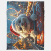 Bichon Frise Hond Roller Coaster Kerstmis Fleece Deken (Voorkant)