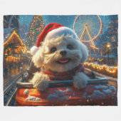 Bichon Frise Hond Roller Coaster Kerstmis Fleece Deken (Voorkant (Horizontaal))