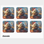 Bichon Frise Hond Roller Coaster Kerstmis Vierkante Sticker (Vel)