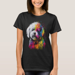 Bichon Frise Hond Schilderen Aquarel Kleurrijk T-shirt