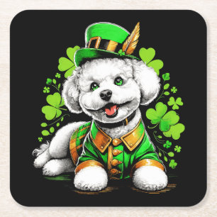 Bichon Frise Hond St Patrick's Day Kartonnen Onderzetters