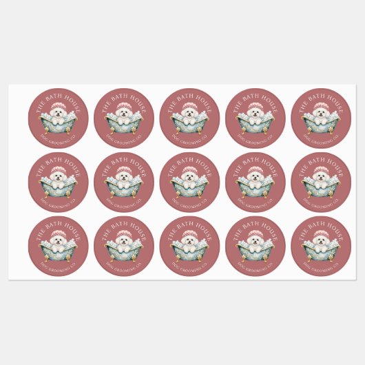 Bichon Frise Hond Waterdichte Sticker Sheet - Roze (Vel)
