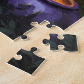 Bichon Frise-hond Whimsical Halloween-schilderij Legpuzzel (Zijkant)