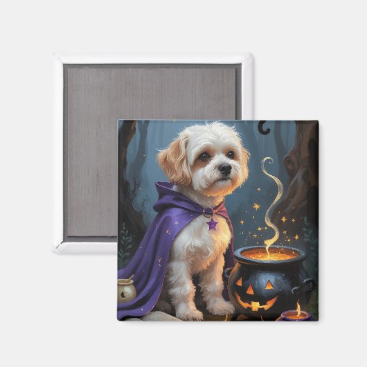 Bichon Frise Hond Whimsical Halloween Schilderij Magneet (Voorkant / Achterkant)