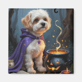 Bichon Frise Hond Whimsical Halloween Schilderij Magneet (Voorkant)