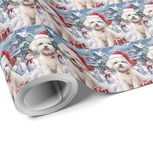Bichon Frise Hond Winter Wonderland Kerstvreugde Cadeaupapier (Rol Hoek)
