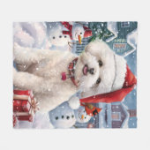 Bichon Frise Hond Winter Wonderland Kerstvreugde Fleece Deken (Voorkant (Horizontaal))