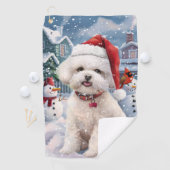 Bichon Frise Hond Winter Wonderland Kerstvreugde Golfhanddoek (Insitu)
