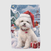 Bichon Frise Hond Winter Wonderland Kerstvreugde Golfhanddoek (Voorkant)