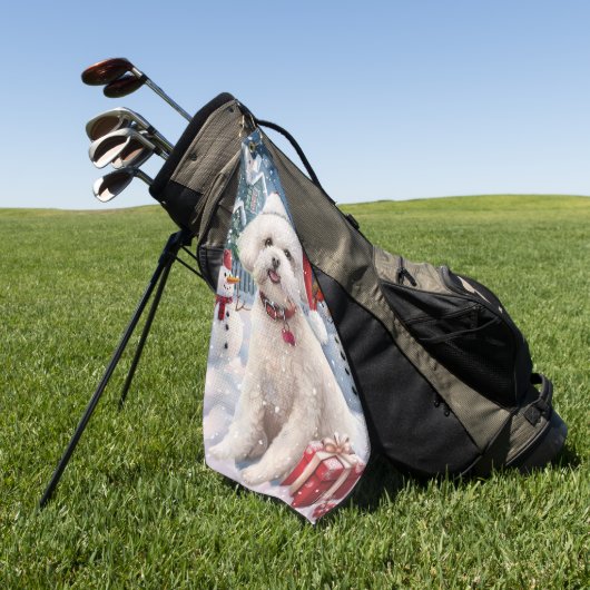 Bichon Frise Hond Winter Wonderland Kerstvreugde Golfhanddoek (Groen)