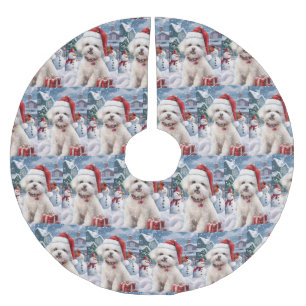 Bichon Frise Hond Winter Wonderland Kerstvreugde Kerstboom Rok