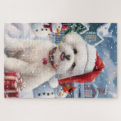 Bichon Frise Hond Winter Wonderland Kerstvreugde Legpuzzel (Horizontaal)