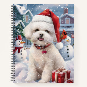 Bichon Frise Hond Winter Wonderland Kerstvreugde Notitieboek