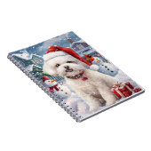 Bichon Frise-hond Winter Wonderland Kerstvreugde Notitieboek (Rechterzijde)