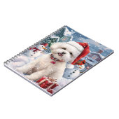 Bichon Frise-hond Winter Wonderland Kerstvreugde Notitieboek (Linkerzijde)