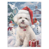 Bichon Frise Hond Winter Wonderland Kerstvreugde Tafelkleed (Voorkant)