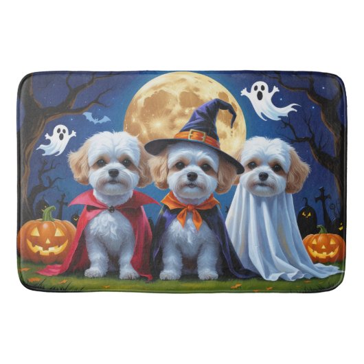 Bichon Frise Honden Pompoen Halloween Grappig Badmat (Voorkant)