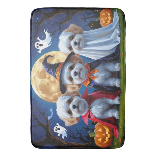 Bichon Frise Honden Pompoen Halloween Grappig Badmat (Voorkant Verticaal)