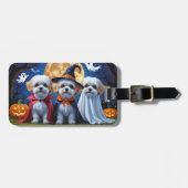Bichon Frise Honden Pompoen Halloween Grappig Bagagelabel (Voorkant horizontaal)