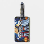 Bichon Frise Honden Pompoen Halloween Grappig Bagagelabel (Achterkant verticaal)