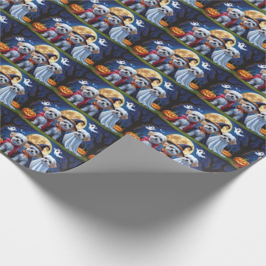 Bichon Frise Honden Pompoen Halloween Grappig Cadeaupapier (Hoek)