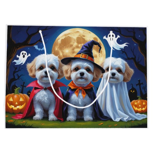Bichon Frise Honden Pompoen Halloween Grappig Groot Cadeauzakje (Achterkant)