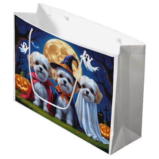 Bichon Frise Honden Pompoen Halloween Grappig Groot Cadeauzakje (Voorkant Gekanteld)