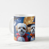 Bichon Frise Honden Pompoen Halloween Grappig Koffiemok (Voorkant links)