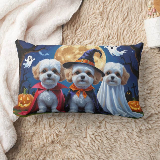 Bichon Frise Honden Pompoen Halloween Grappig Kussen (Deken)