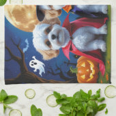 Bichon Frise Honden Pompoen Halloween Grappig Theedoek (Gevouwen)