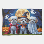 Bichon Frise Honden Pompoen Halloween Grappig Theedoek (Horizontaal)