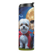 Bichon Frise Honden Pompoen Halloween Grappig Thermosbeker (Gedraaid links)