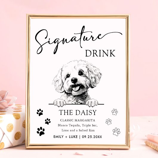 Bichon Frise Hondenbruiloft Handtekening Drink Tek Poster